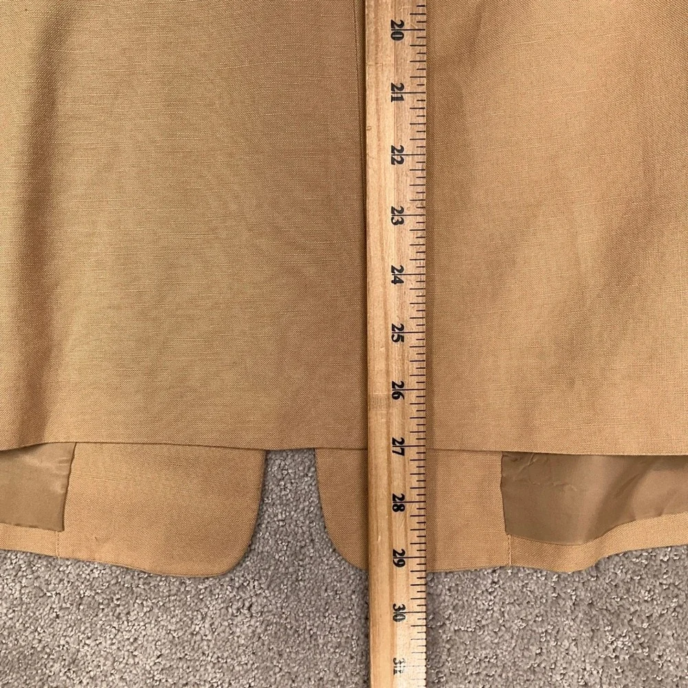 Kasper‎ 3 Pc Pant Suit Women 18 Tan Embroidered Career Lightweight Linen Summer